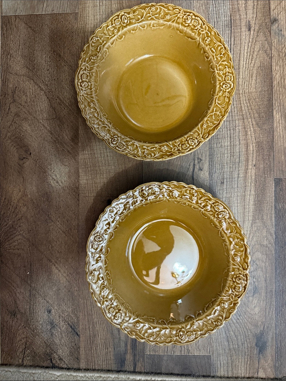 Vintage Epicture yellow mustard stoneware serving bowl set of 2
